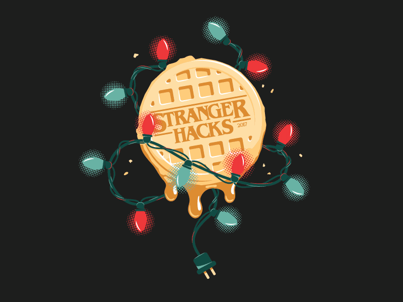 Stranger Hacks christmas lights eggo illustration stickers stranger things syrup t shirt waffle