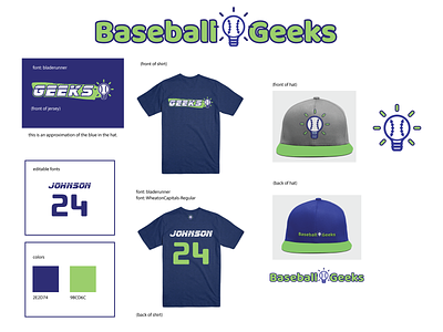 Baseball Geeks Shirt and Hat Design branding design illustration logo typography vector