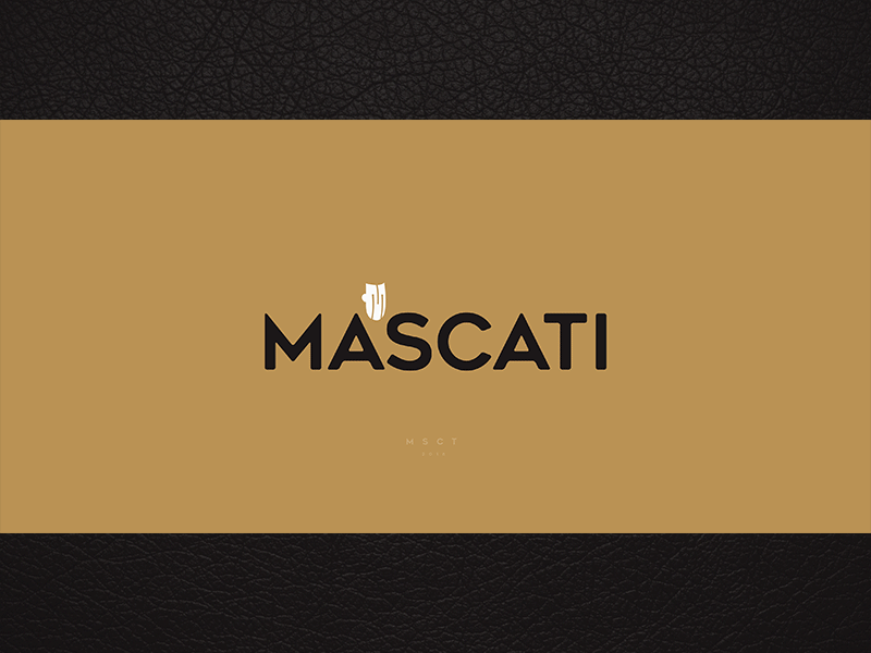 MASCATI black fashion gold hidden icon identity leather lifestyle logo mask mystery style