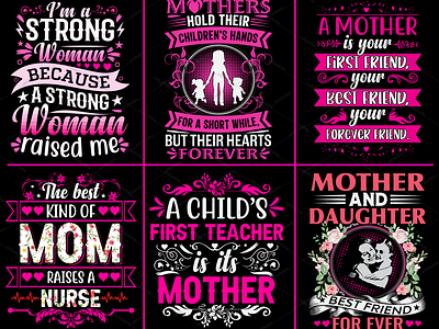 Mothers Day T-shirt Design Bundle apparel branding clothing design fashion graphic design illustration logo mom mommy mother mothers day png mothers day svg mothers day t shirt desigjn print design shirt t shirt tee tshirts vector