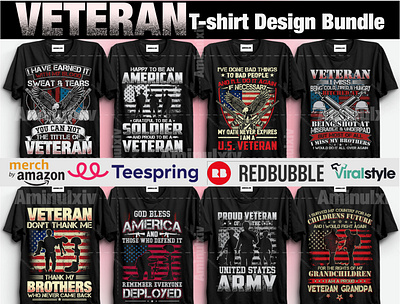 Veteran T-shirt Design Bundle apparel army design fashion graphic design illustration illustrator logo logo design mockup retro soilder t shirt tee tshirts typography usa vector veteran vintage