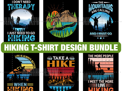 Hiking T-shirt Design Bundle