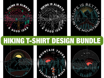 Minimal Hiking T-shirt Design Bundle adventure apparel camping design graphic design hiking illustration logo minimal outdoor retro t shirt t shirt t shirt design t shirt design t shirts tshirt tshirts vector vintage