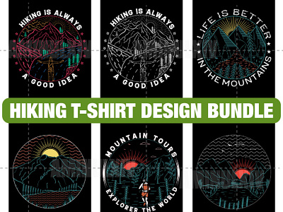 Minimal Hiking T-shirt Design Bundle
