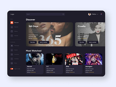 Cinema Dashboard (Dark Mode) by dsgnrr