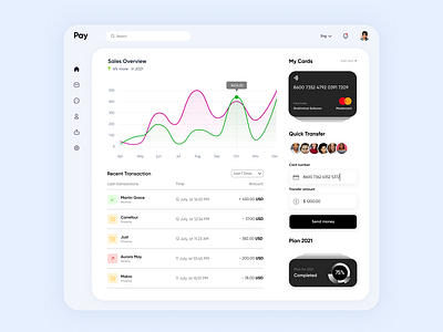 Payment Dashboard Light Mode "Clean"