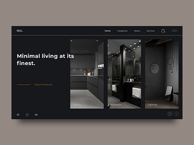 Furniture Online Shop "DARK" Web Site Concept clean cuberto darkmode darksite design figmadesigner popular ui ui8 ux uxui webdesign website yandex