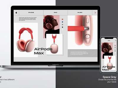 Air Pods Max "Minimalism" Web Site Concept airpodsmax apple bestdesign clean cuberto darkmode design figmadesigner minimalism popular top ui ui8 usa ux webdesign