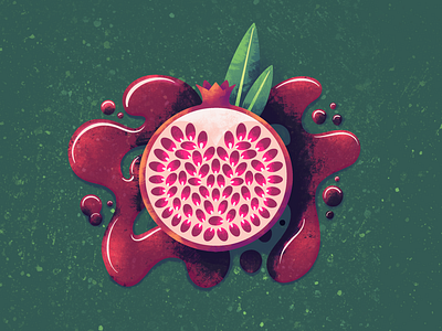 Pomegranate fruit illustration illustrator juice leaf pom pomegranate procreate texture