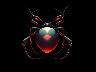 Black Widow Spider airbrush arachnid black black widow illustration procreate spider widow