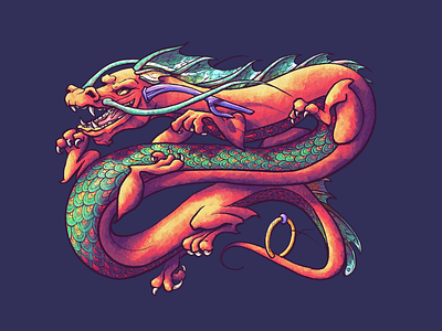Dragon - Collab with David Soto claws colorful dragon dragons dragonscales illustration illustrations legend mythical mythical creature procreate texture