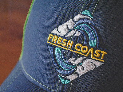 Fresh Coast Hat design on Navy apparel blue embroidery fresh coast hat michigan photo water wave