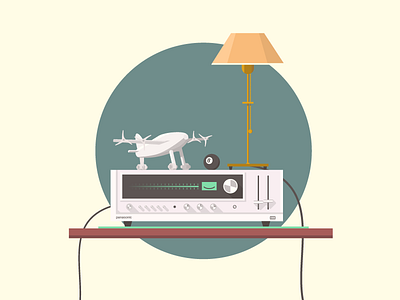 Stereo Setup 365 days of design 8 ball airplane art deco lamp minimal music retro setup stereo vintage