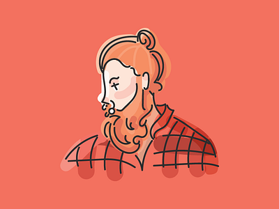 Bartender at Bierhaus alcohol bartender beard beer ginger illustration man manbun plaid portrait red sketch