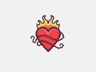Sacred Heart (19/365) daily design design series fire flame flames heart icon icon design logo design sacred heart tattoo thorns