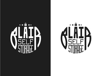 Logo for Blair Self Storage black black and white lock logo logo design mark self storage storage type typography white