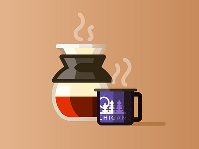 Coffee Set Up (136/365) bodum brew coffee cup daily design design series illustration kitchen line art mug pour over steam