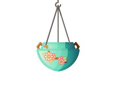 Hanging Pot (143/365) daily design design series flowers hanging pot illustration planter pot teal turquoise vine