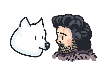Jon Snow and Ghost (182/365) direwolf fan art game of thrones ghost hbo jon snow king of the north portrait song of ice and fire stark tv show