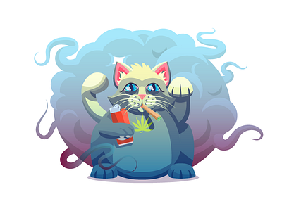 Catnip Lucky Cat (185/365) bic blunt cat catnip illustration joint kitty lighter lucky lucky cat marijuana weed