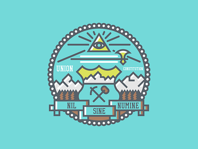 Colorado Crest (211/365) all seeing eye ax badge co colorado crest flag illustration line art mountains pines state flag