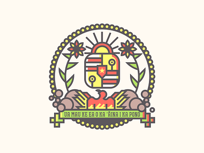 Hawaii Crest (216/365) badge crest flag hawaii hawaiian hi illustration line art phoenix smoke state flag tropical