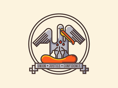 Louisiana Crest (223/365) badge chick crest flag illustration la line art louisiana nest pelican state flag wings