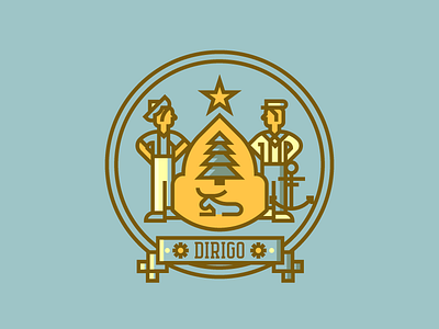 Maine Crest (224/365) anchor badge crest farmer flag illustration line art maine me moose sailor state flag