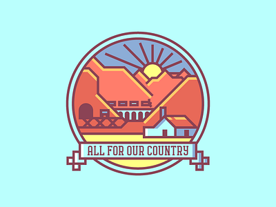 Nevada Crest (233/365) badge crest flag illustration line art mining mountains nevada nv state flag state seal train