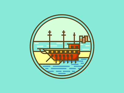 New Hampshire Crest (234/365) badge boat crest flag illustration line art new hampshire nh ocean ship state crest state flag