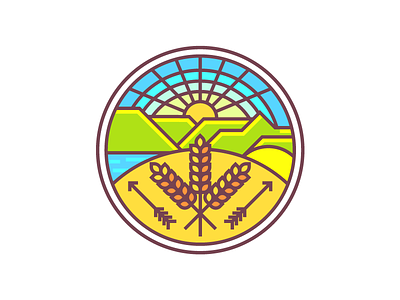 Ohio Crest (240/365) arrows badge crest flag illustration line art oh ohio state crest state flag sunrise wheat