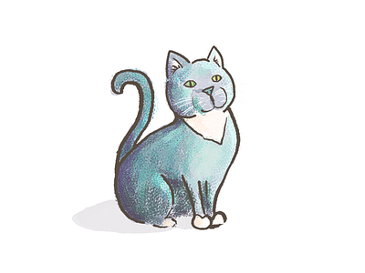 Mittens the cat blue cat illustration kitten kitty meow photoshop sketch tail whiskers