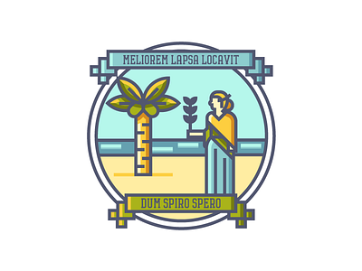South Carolina Crest (261/365) badge beach crest flag illustration line art ocean palm tree sc south carolina state flag