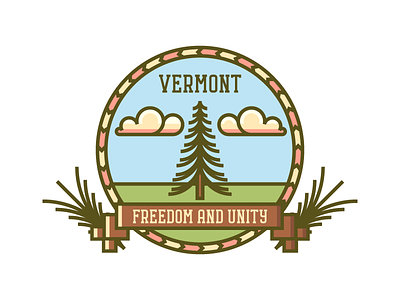Vermont Crest (266/365) badge clouds crest flag illustration line art pine tree rustic state crest state flag vermont vt