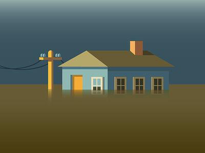 Flood (010/365) disaster flood flooding gradients help home house illustration water