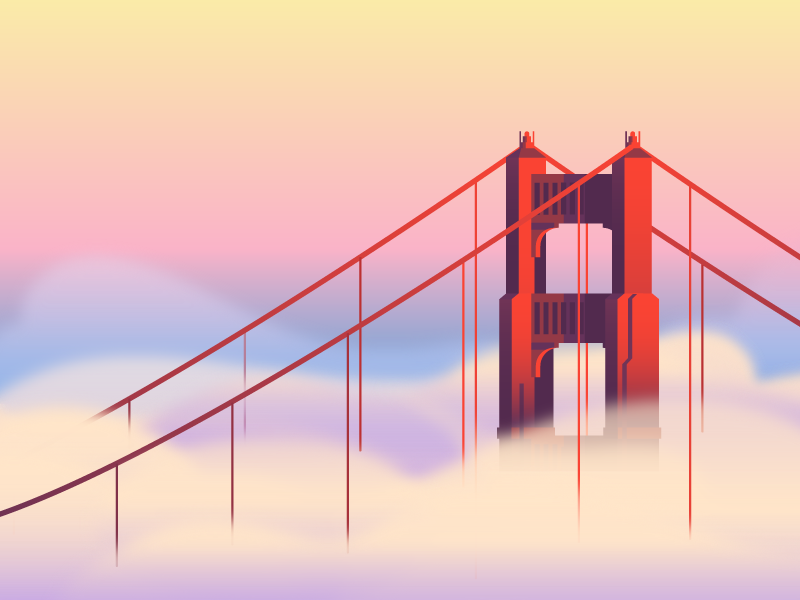 Fog (019/365) gaussian blur gradients foggy bridge golden gate sunrise sunset cloud mist fog