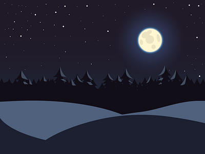 Night (026/365) field illustration moon moonlight night sky snow snowy starlight stars winter