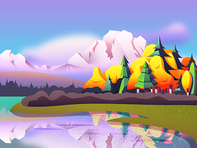 Mountain (029/365) blur colorful colors gradients grain grand teton lake mountain reflection rustic texture trees