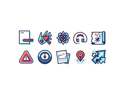 Levelup Icon Set arrows compass education flower hand headphones icon icons learning map papers pencil
