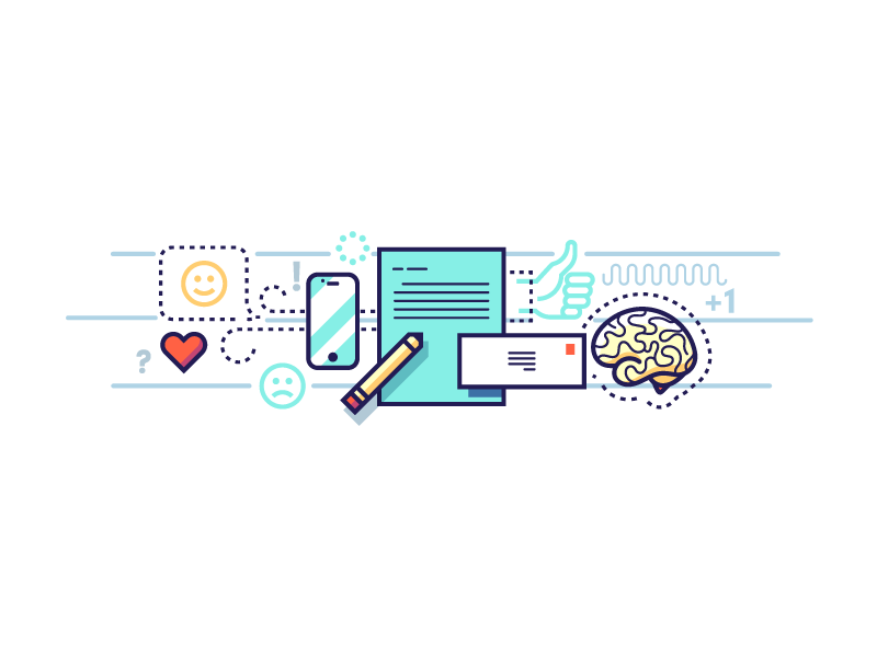Sign Up for Notifications education line art illustration correspondence letter heart thumbs up brain phone text email