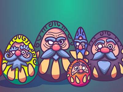 WIP: 404 Page for Personal Website beard beards daruma darumas eyebrows faces gradients illustration mustaches noses wip work in progress