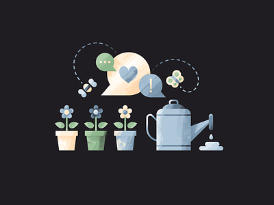 Support Other Designers advice bee butterfly flower pot flowers flowers illustration freelance freelancing gardening help texture watering can