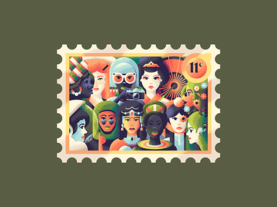 Eleven Mighty Women 12 days of christmas african astronaut characters cochlear inplant cowgirl female geisha girl hijab hippie people postage stamp woman women