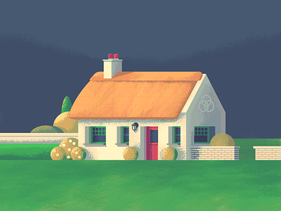 Irish Cottage Revisit: Texture building celtic cottage home house house illustration illustration illustration art ireland irish kyles brushes retro supply texture thatched roof