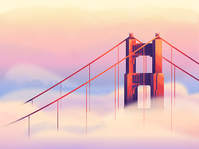 Fog Revisit: Texture bridge clouds fog foggy golden gate bridge illustration retrosupply retrosupplyco sunset suspension bridge texture