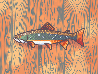 Brook Trout Revisit: Texture brook brook trout fish illustration retro supply texture trout wood