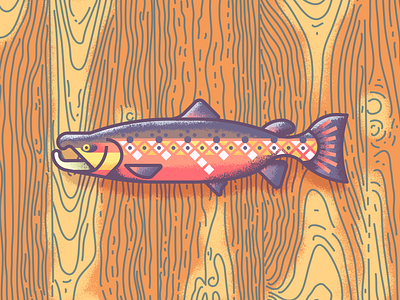Atlantic Salmon Revisit: Texture fish grain illustration retro supply salmon texture wood