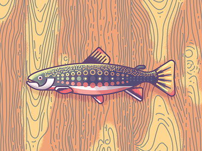 Brown Trout Revisit: Texture brown trout fish grain illustration texture trout wood