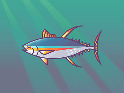 Tuna Revisit: Texture colorful fish fishes gradients illustration line art ocean retro supply tuna underwater