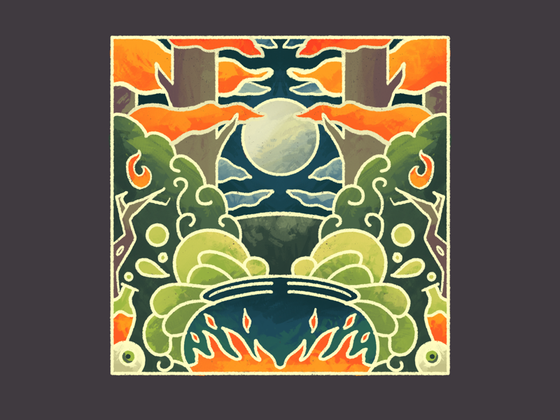 Enchanted (Inktober day 08) halloween october full moon cauldron symmetry illustration procreate inktober enchanted